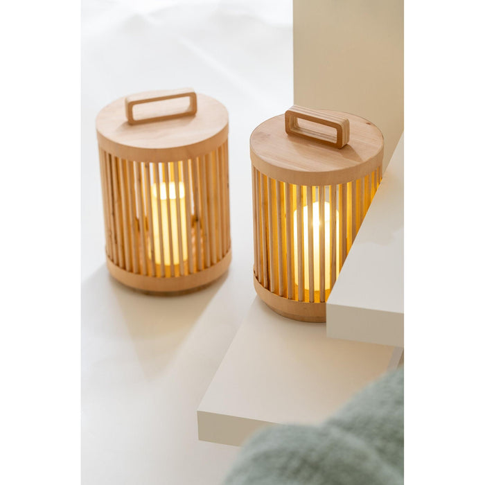 Tafellamp Cylinder Sparhout Fir Hout Naturel 24x24x36 cm-Tafellampen-J-Line