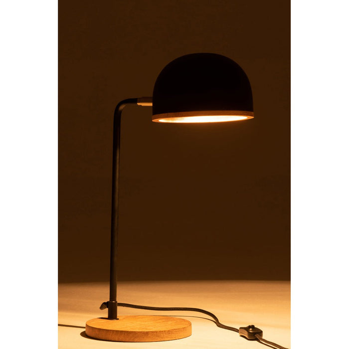 Tafellamp Evy ijzer/hout zwart/naturel-Tafellampen-J-Line