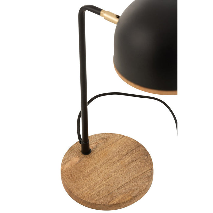 Tafellamp Evy ijzer/hout zwart/naturel-Tafellampen-J-Line