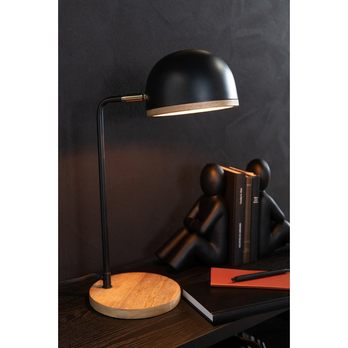 Tafellamp Evy ijzer/hout zwart/naturel-Tafellampen-J-Line