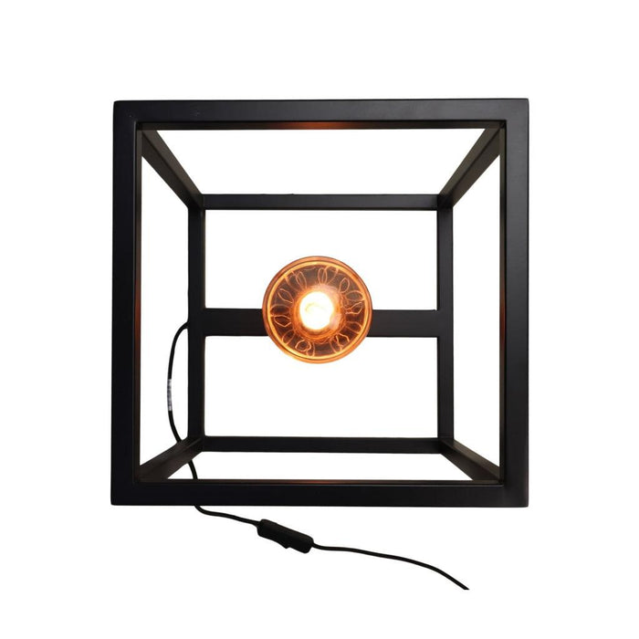Tafellamp Fremont vierkant frame - 26x26x26 - Gepoedercoat zwart - Metaal-Tafellampen-HSM Collection