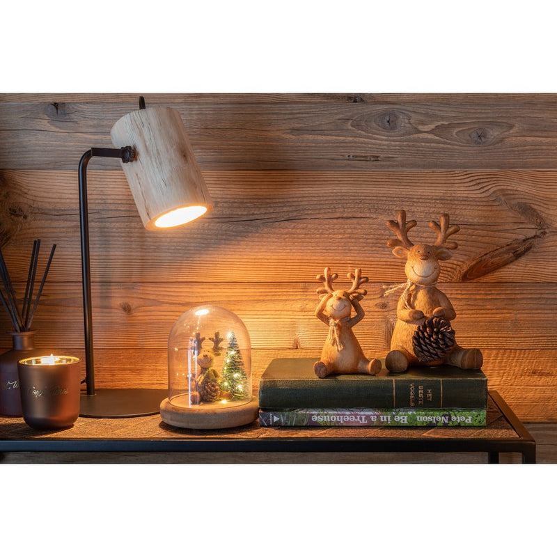 Tafellamp Naturel Berangan hout 18 cm 18x21x42 cm-Bureaus-J-Line