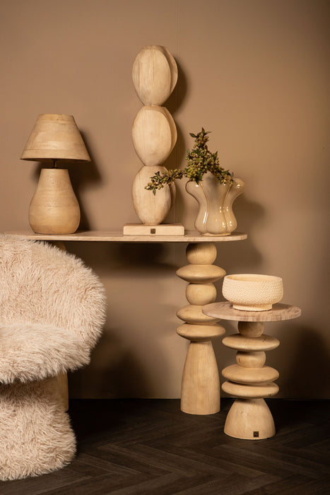 Table Lamps Peake Natural Mango Wood Round Table Lamp Low