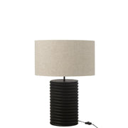 Tafellamp Schroefdraad Wijd Ailanthus Hout, Linnen Zwart-Tafellampen-J-Line
