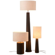 Tafellamp Schroefdraad Wijd Ailanthus Hout, Linnen Zwart-Tafellampen-J-Line