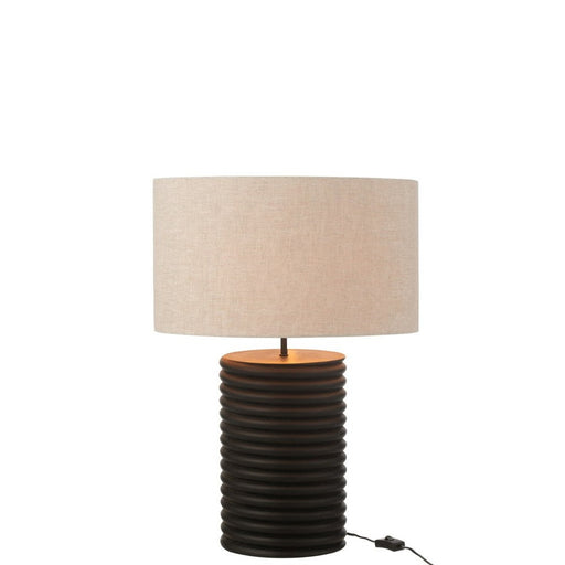 Tafellamp Schroefdraad Wijd Ailanthus Hout, Linnen Zwart-Tafellampen-J-Line