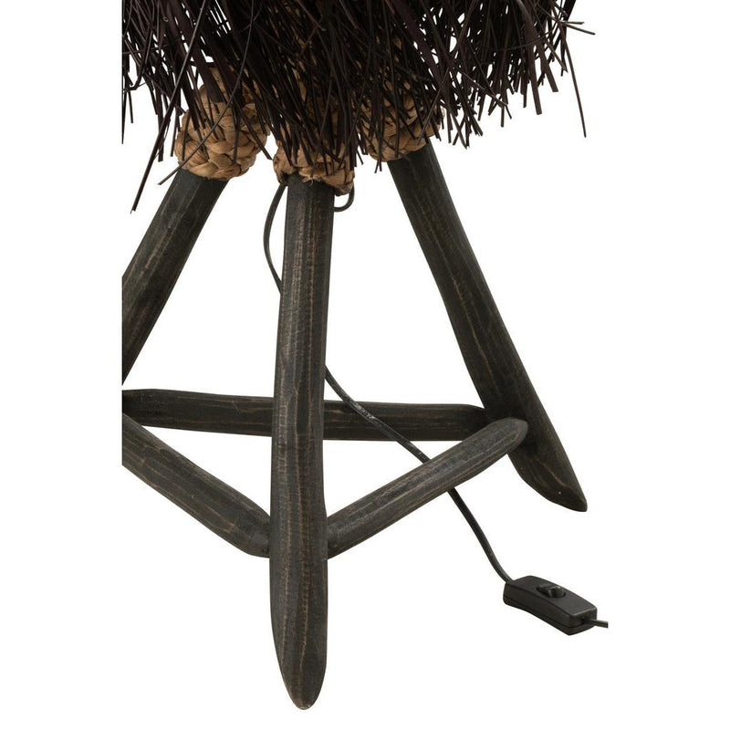 Tafellamp Takken Arthur Grass, Teak Hout Bruin 32x32x61 cm-Tafellampen-J-Line