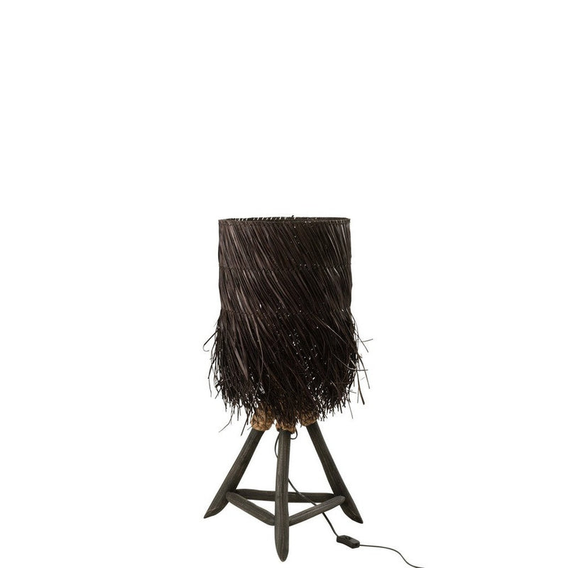 Tafellamp Takken Arthur Grass, Teak Hout Bruin 32x32x61 cm-Tafellampen-J-Line