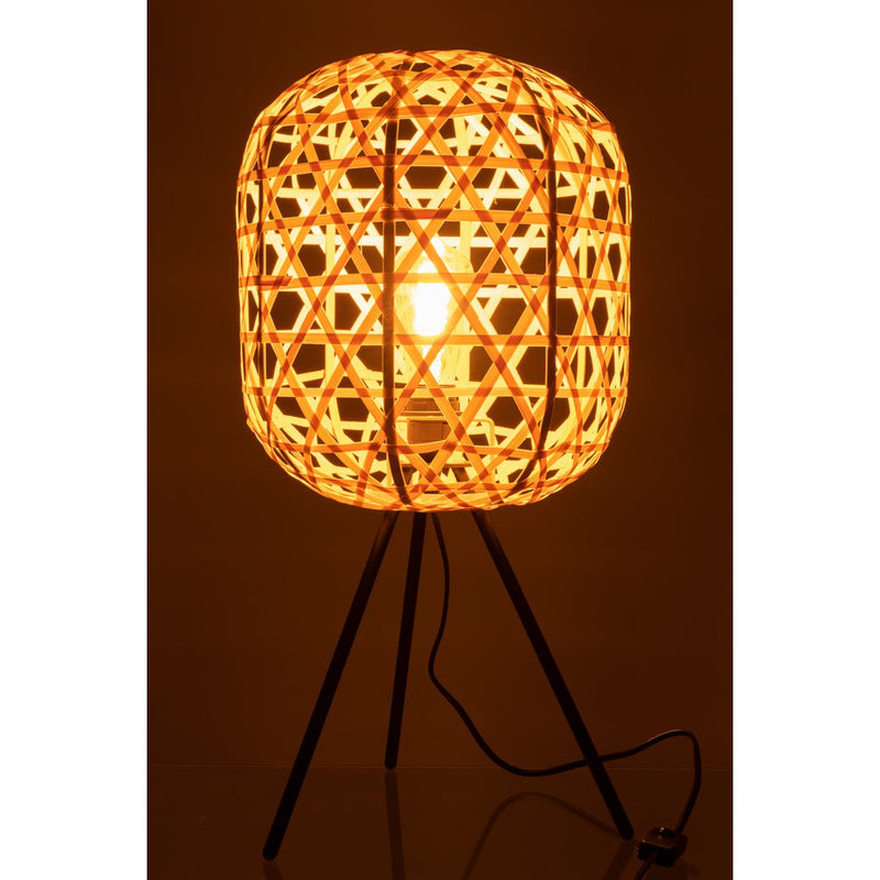 Tafellamp Tripod Bamboe, Ijzer Naturel 30x30x58 cm-Tafellampen-J-Line