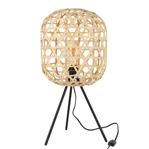 Tafellamp Tripod Bamboe, Ijzer Naturel 30x30x58 cm-Tafellampen-J-Line