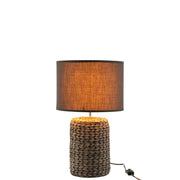 Tafellamp Voet Kap Linnen, Cement Grijs/Greige 28x28x46 cm-Tafellampen-J-Line