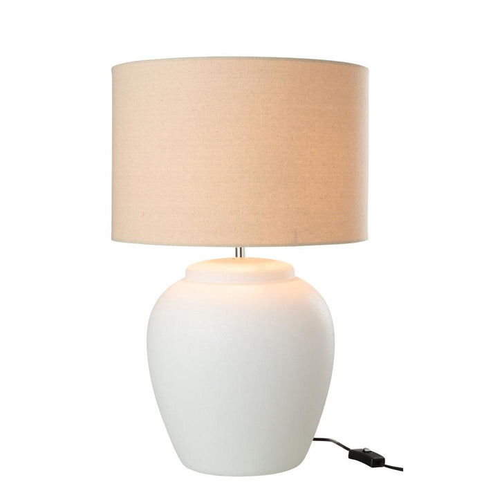 Tafellamp Wit Linnen 41 cm 41x41x60 cm-Tafellampen-J-Line