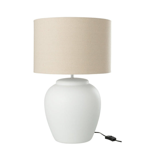 Tafellamp Wit Linnen 41 cm 41x41x60 cm-Tafellampen-J-Line