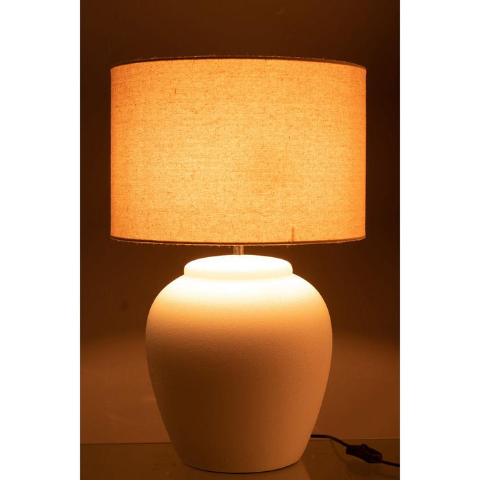 Tafellamp Wit Linnen 41 cm-Tafellampen-J-Line