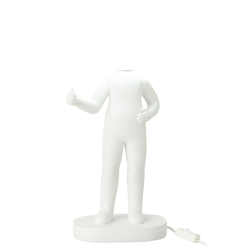 Tafellamp Wit Polykunsthars 14 cm 14x19.5x44.5 cm-Tafellampen-J-Line