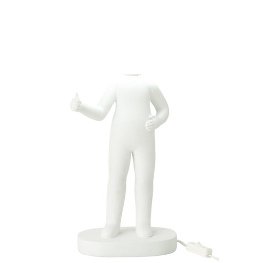 Tafellamp Wit Polykunsthars 14 cm 14x19.5x44.5 cm-Tafellampen-J-Line