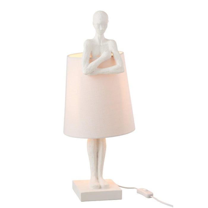 Tafellamp Wit Porcelain 18 cm 18x27x58 cm-Tafellampen-J-Line