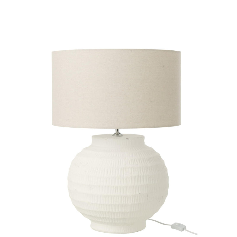 Tafellamp Wit Stof 46 cm Table Lamp 46x46x62 cm-Tafellampen-J-Line