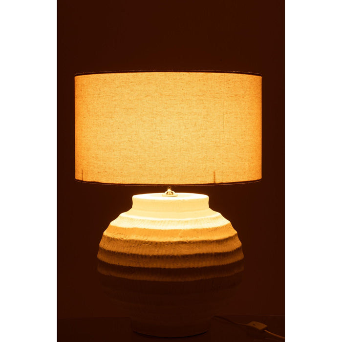 Tafellamp Wit Stof 46 cm Table Lamp 46x46x62 cm-Tafellampen-J-Line