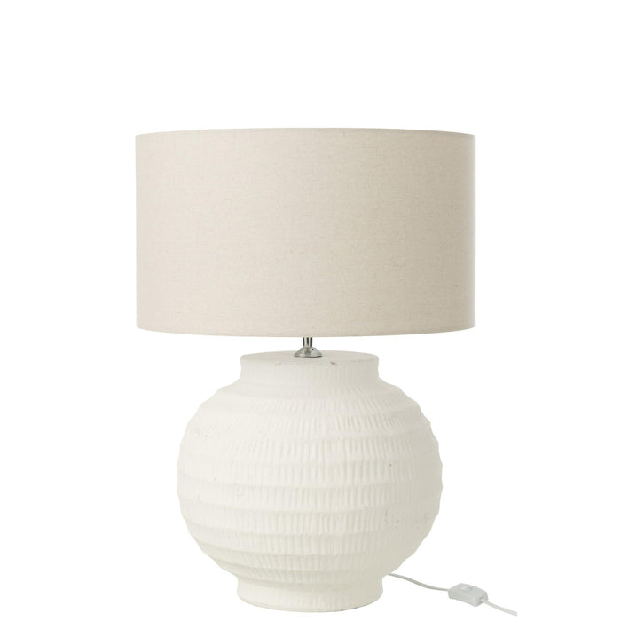 Tafellamp Wit Stof 46 cm Table Lamp 46x46x62 cm-Tafellampen-J-Line