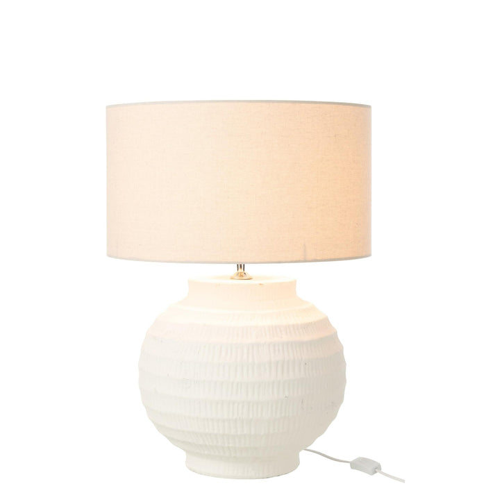 Tafellamp Wit Stof 46 cm Table Lamp 46x46x62 cm-Tafellampen-J-Line