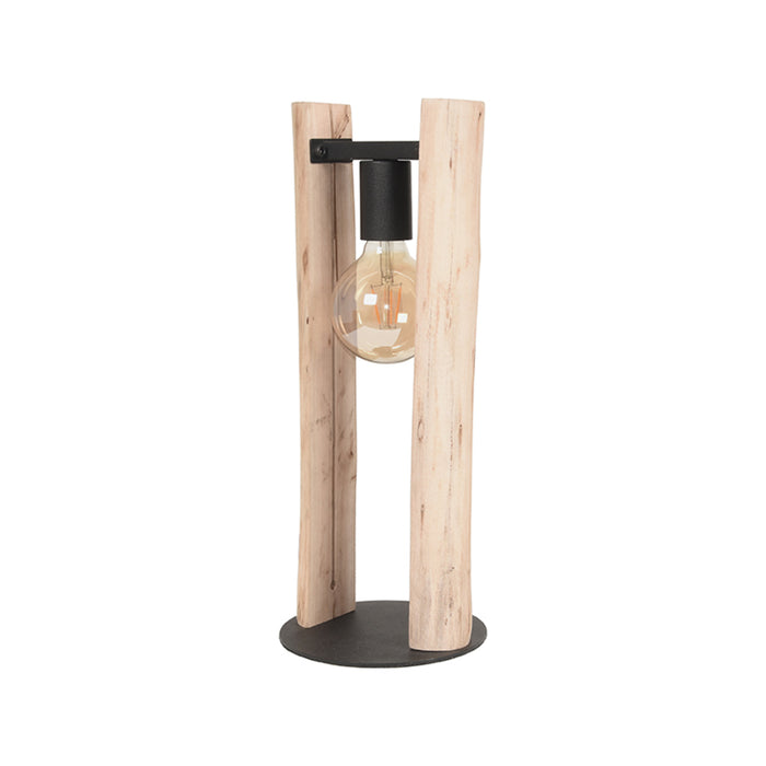 Tafellamp Woody Rechthoekige Hout Naturel 18x18x45 cm-Tafellampen-LABEL51