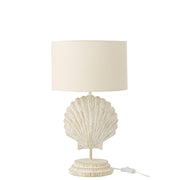 Tafellamp Zeeschelp Polyresin Stof, Polyresin, Metaal Wit-Tafellampen-J-Line