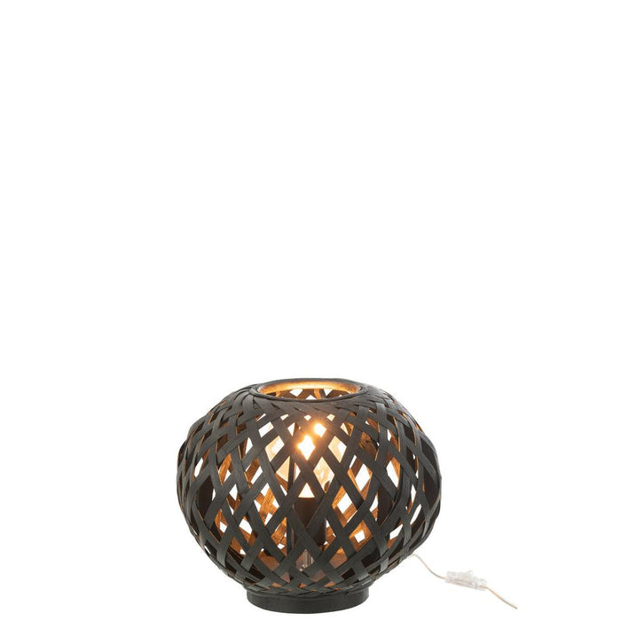 Tafellamp Zwart Bamboe 30 cm 30x30x24.5 cm-Tafellampen-J-Line