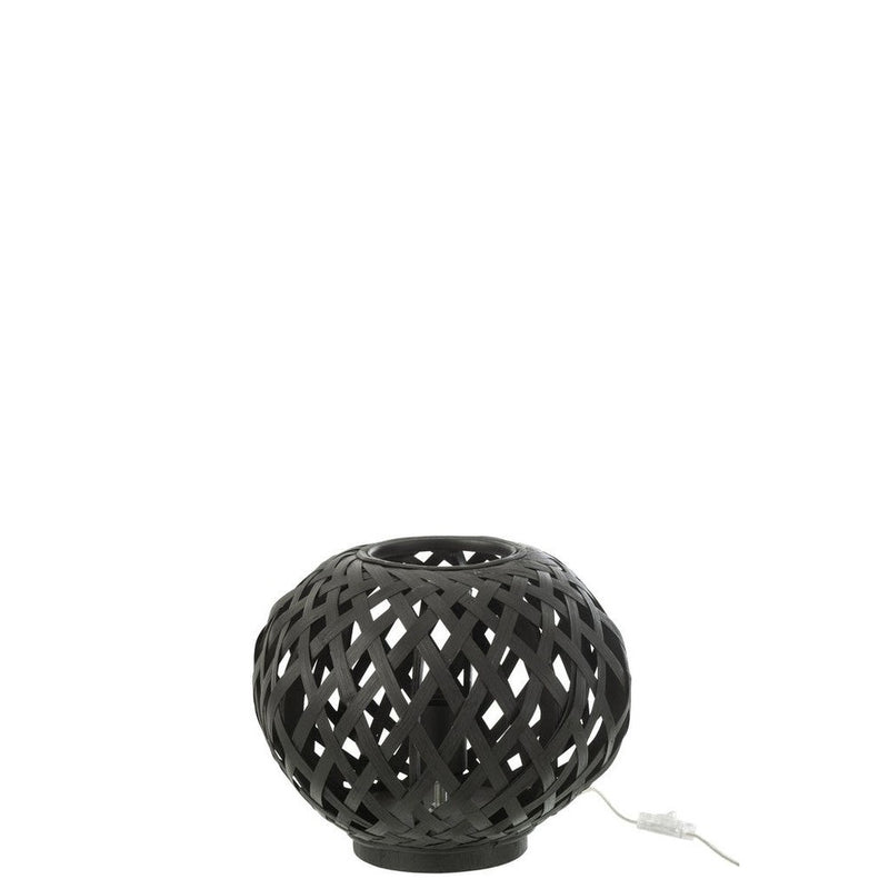 Tafellamp Zwart Bamboe 30 cm 30x30x24.5 cm-Tafellampen-J-Line