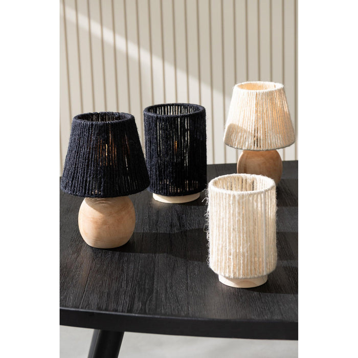 Tafellamp Zwart Katoen 16 cm-Tafellampen-J-Line