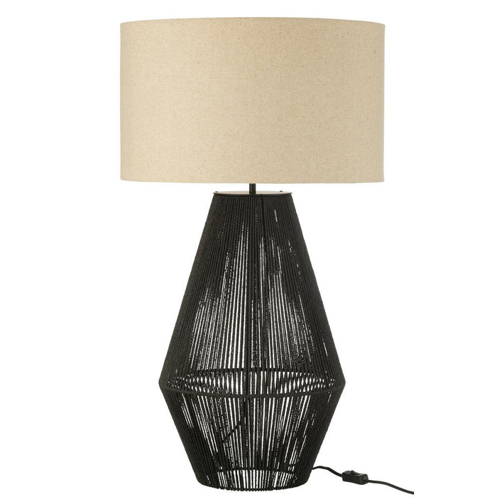 Tafellamp Zwart Linnen 45 cm 45x45x78 cm-Tafellampen-J-Line