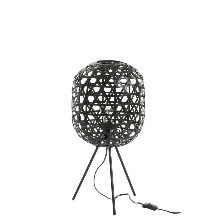 Tafellamp Zwart Metaal Rond 29 cm-Tafellampen-J-Line