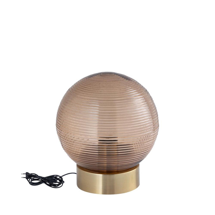 Tafellampen Korrin Bruin Embossed Rib Glas Tafellamp Ball S-Tafellampen-PTMD