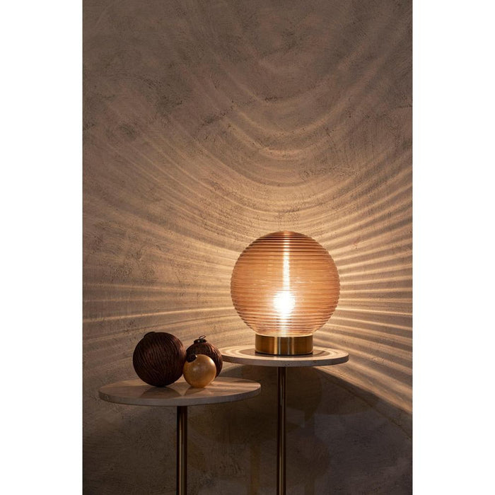 Tafellampen Korrin Bruin Embossed Rib Glas Tafellamp Ball S-Tafellampen-PTMD