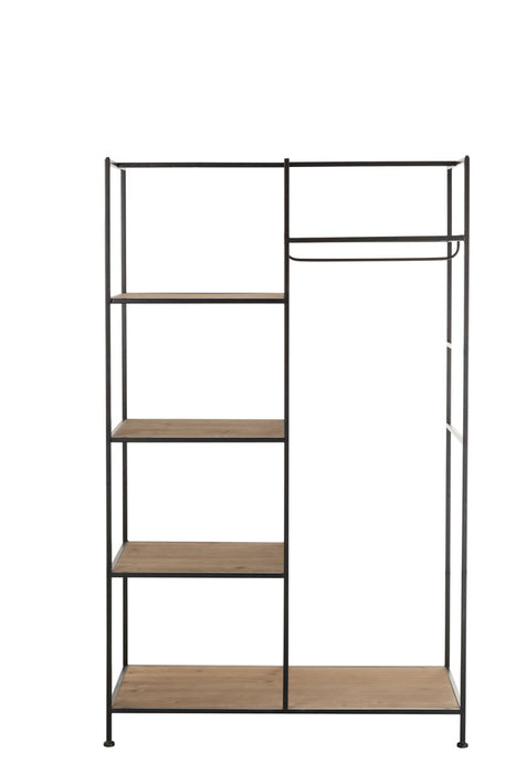 Textlel Rack Metal/Wood Black-Vakkenkasten-J-Line