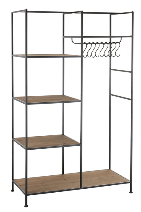 Textlel Rack Metal/Wood Black-Vakkenkasten-J-Line