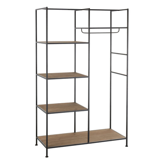 Textlel Rack Metal/Wood Black-Vakkenkasten-J-Line