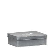 Theedoos Antiek Grijs Metaal - 27x19x8 cm-Opbergdozen en manden-LABEL51