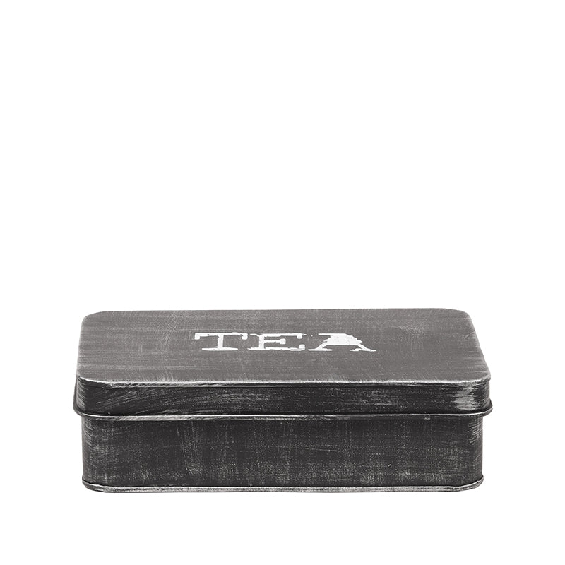 Theedoos Antiek Zwart Metaal - 27x19x8 cm-Opbergdozen en manden-LABEL51
