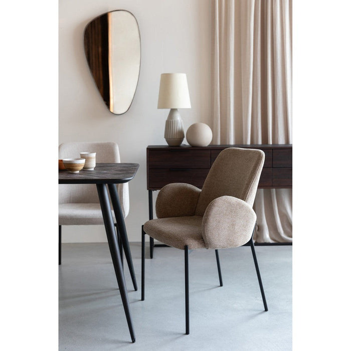 Tjarda Stoel | Taupe | met zwarte poten-Eetkamerstoelen-Creating Home