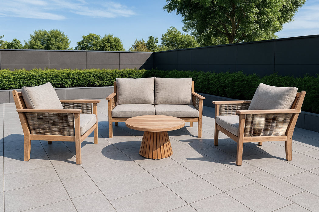 Tuinmeubel Malaga Tuinset Teakhout Naturel hout 138x97 cm-Tuinmeubels-Livingfurn