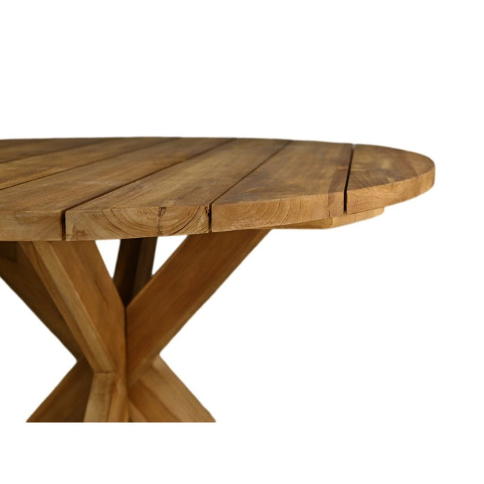 Tuintafel rond met kruispoot - ø125x75 - Naturel - teak-Eettafels-HSM Collection