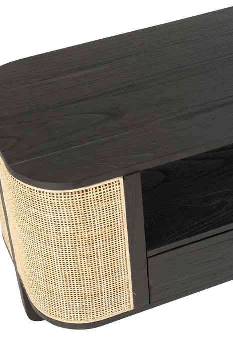 Tv Furniture Molly Exotic Wood/Rattan Black-TV-meubels-J-Line