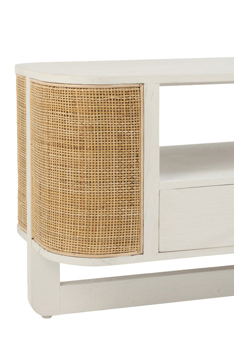 Tv Furniture Molly Exotic Wood/Rattan White-TV-meubels-J-Line