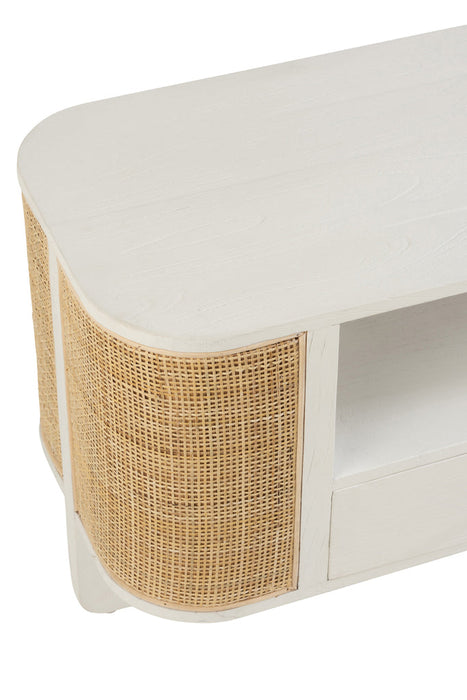 Tv Furniture Molly Exotic Wood/Rattan White-TV-meubels-J-Line