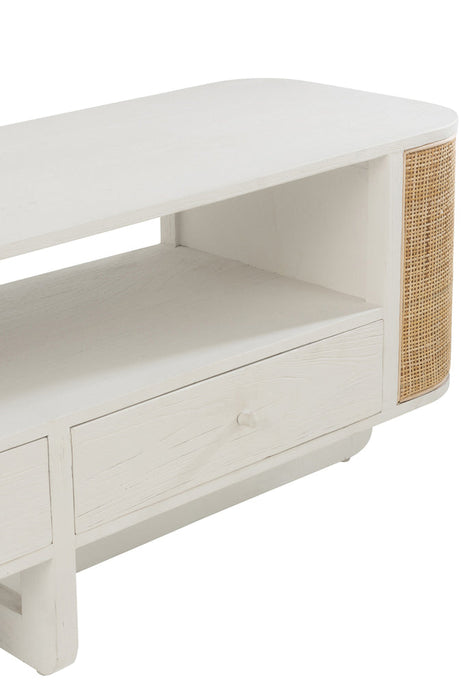 Tv Furniture Molly Exotic Wood/Rattan White-TV-meubels-J-Line