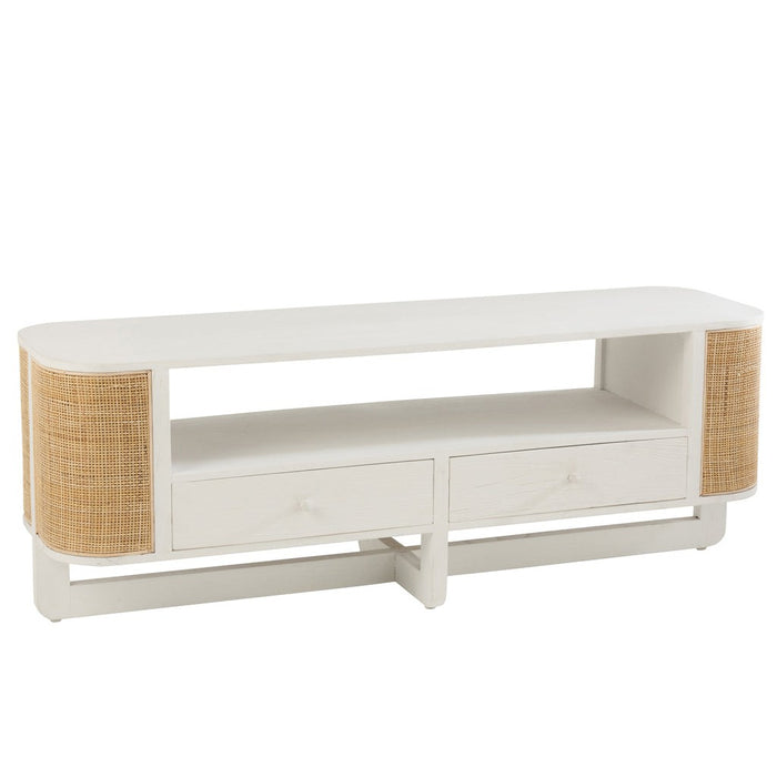 Tv Furniture Molly Exotic Wood/Rattan White-TV-meubels-J-Line