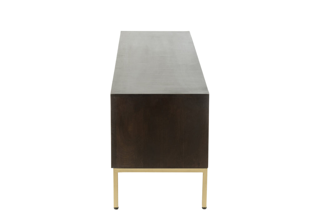 Tv Kast 2 deuren mangohout/ijzer bruin/goud-TV-meubels-J-Line