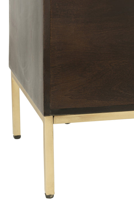 Tv Kast 2 deuren mangohout/ijzer bruin/goud-TV-meubels-J-Line