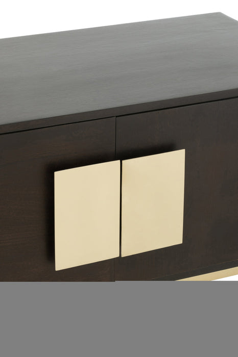Tv Kast 2 deuren mangohout/ijzer bruin/goud-TV-meubels-J-Line